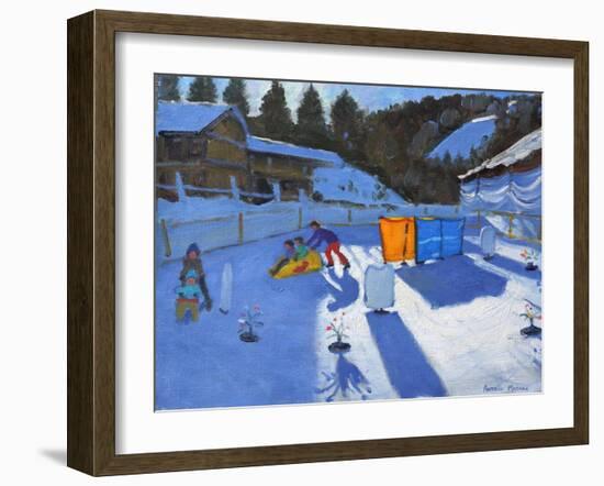 Childrens Ice Rink, Clusaz, 2014-Andrew Macara-Framed Giclee Print