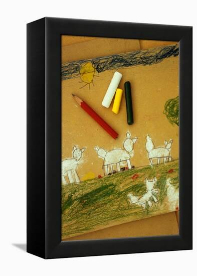 Childs Drawing-Den Reader-Framed Premier Image Canvas