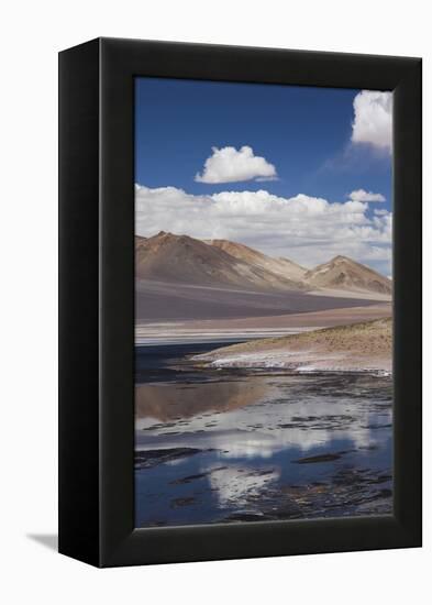 Chile, Atacama Desert, Salar De Aguas Calientes, Salt Pan and Lagoon-Walter Bibikow-Framed Premier Image Canvas