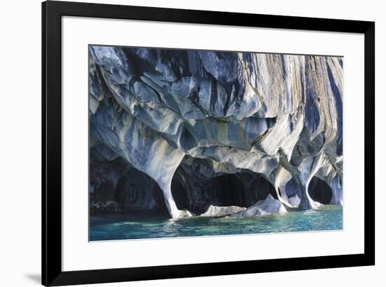 Chile, Aysen, Puerto Rio Tranquilo, Marble Chapel Natural Sanctuary. Limestone formations.-Fredrik Norrsell-Framed Photographic Print