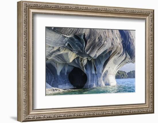 Chile, Aysen, Puerto Rio Tranquilo, Marble Chapel Natural Sanctuary. Limestone formations.-Fredrik Norrsell-Framed Photographic Print