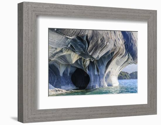 Chile, Aysen, Puerto Rio Tranquilo, Marble Chapel Natural Sanctuary. Limestone formations.-Fredrik Norrsell-Framed Photographic Print