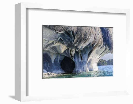 Chile, Aysen, Puerto Rio Tranquilo, Marble Chapel Natural Sanctuary. Limestone formations.-Fredrik Norrsell-Framed Photographic Print