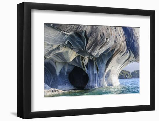 Chile, Aysen, Puerto Rio Tranquilo, Marble Chapel Natural Sanctuary. Limestone formations.-Fredrik Norrsell-Framed Photographic Print