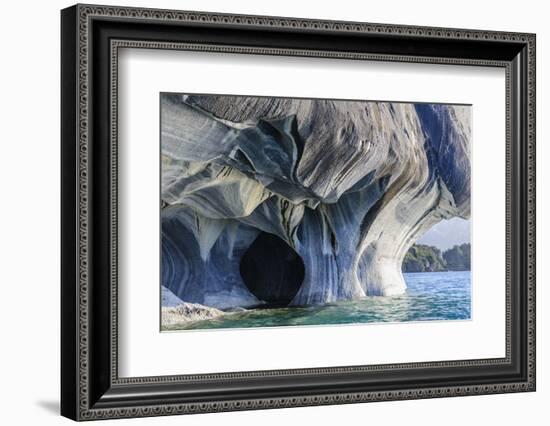 Chile, Aysen, Puerto Rio Tranquilo, Marble Chapel Natural Sanctuary. Limestone formations.-Fredrik Norrsell-Framed Photographic Print