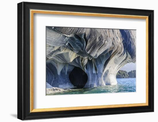 Chile, Aysen, Puerto Rio Tranquilo, Marble Chapel Natural Sanctuary. Limestone formations.-Fredrik Norrsell-Framed Photographic Print