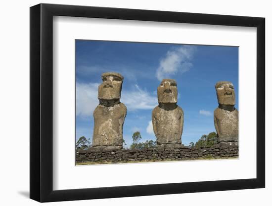 Chile, Easter Island. Ahu Akivi, Ceremonial Platform with Moi Statues-Cindy Miller Hopkins-Framed Photographic Print