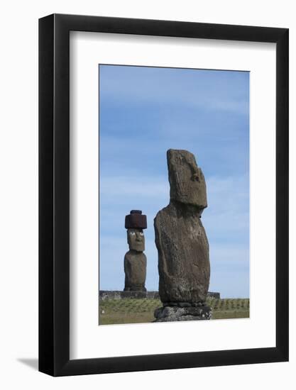 Chile, Easter Island, Hanga Roa. Ahu Tahai, Standing Moai Statue-Cindy Miller Hopkins-Framed Photographic Print