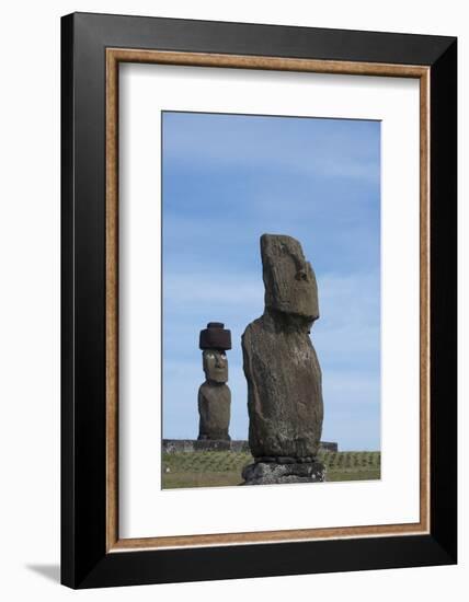 Chile, Easter Island, Hanga Roa. Ahu Tahai, Standing Moai Statue-Cindy Miller Hopkins-Framed Photographic Print