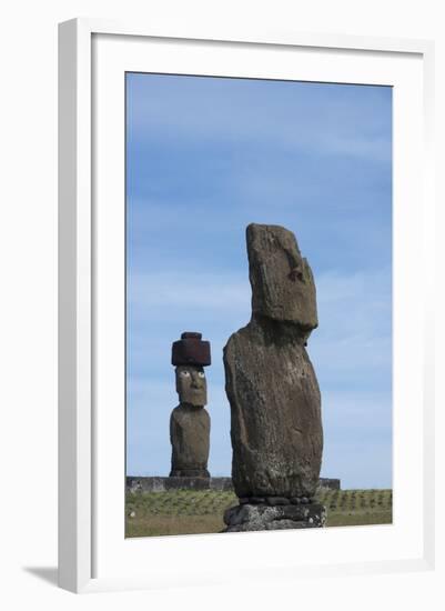 Chile, Easter Island, Hanga Roa. Ahu Tahai, Standing Moai Statue-Cindy Miller Hopkins-Framed Photographic Print