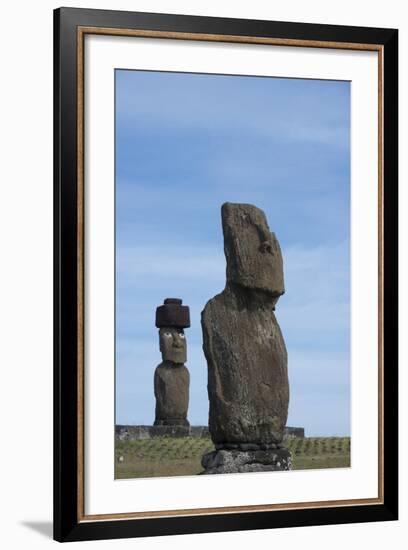 Chile, Easter Island, Hanga Roa. Ahu Tahai, Standing Moai Statue-Cindy Miller Hopkins-Framed Photographic Print