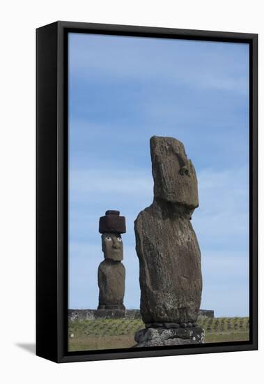 Chile, Easter Island, Hanga Roa. Ahu Tahai, Standing Moai Statue-Cindy Miller Hopkins-Framed Premier Image Canvas