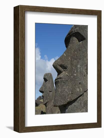 Chile, Easter Island. Rapa Nui, Historic Site of Rano Raraku. Moi Face-Cindy Miller Hopkins-Framed Photographic Print