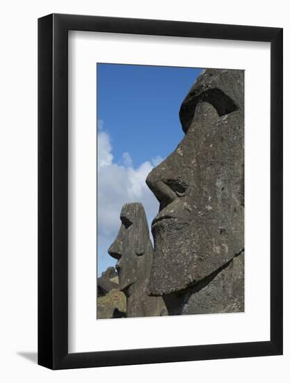 Chile, Easter Island. Rapa Nui, Historic Site of Rano Raraku. Moi Face-Cindy Miller Hopkins-Framed Photographic Print