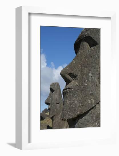 Chile, Easter Island. Rapa Nui, Historic Site of Rano Raraku. Moi Face-Cindy Miller Hopkins-Framed Photographic Print