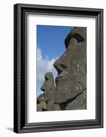 Chile, Easter Island. Rapa Nui, Historic Site of Rano Raraku. Moi Face-Cindy Miller Hopkins-Framed Photographic Print