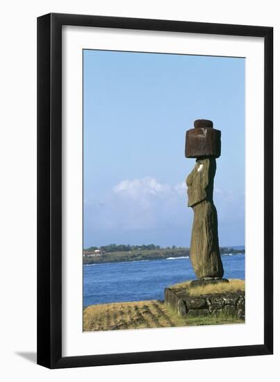 Chile, Easter Island, Rapa-Nui National Park, Ahu Tahai, Moai Ko Te Riku-null-Framed Giclee Print