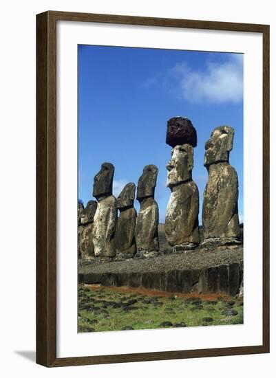 Chile, Easter Island, Rapa-Nui National Park, Ahu Tongariki, Moai Statues-null-Framed Giclee Print