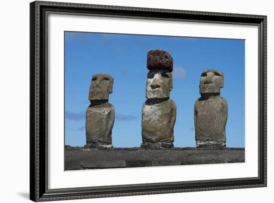 Chile, Easter Island, Rapa Nui NP, Ahu Tongariki. Moai with Pukao-Cindy Miller Hopkins-Framed Photographic Print