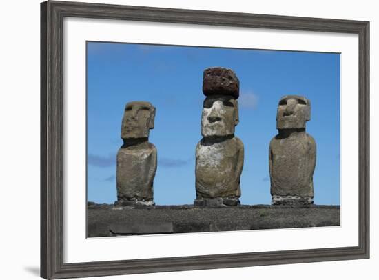 Chile, Easter Island, Rapa Nui NP, Ahu Tongariki. Moai with Pukao-Cindy Miller Hopkins-Framed Photographic Print