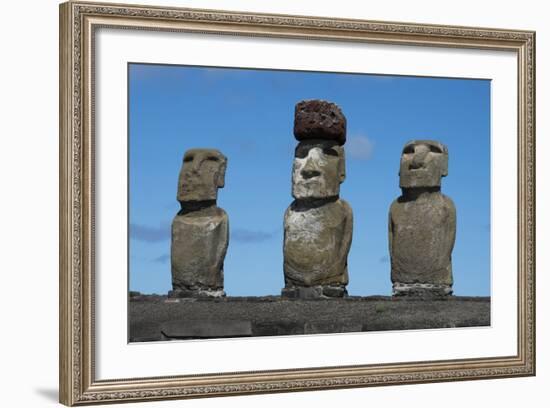 Chile, Easter Island, Rapa Nui NP, Ahu Tongariki. Moai with Pukao-Cindy Miller Hopkins-Framed Photographic Print