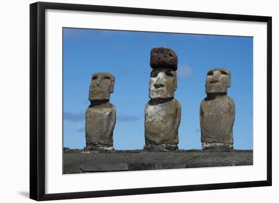 Chile, Easter Island, Rapa Nui NP, Ahu Tongariki. Moai with Pukao-Cindy Miller Hopkins-Framed Photographic Print