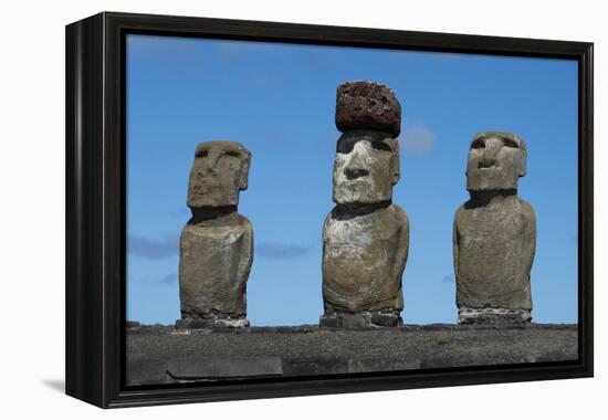 Chile, Easter Island, Rapa Nui NP, Ahu Tongariki. Moai with Pukao-Cindy Miller Hopkins-Framed Premier Image Canvas