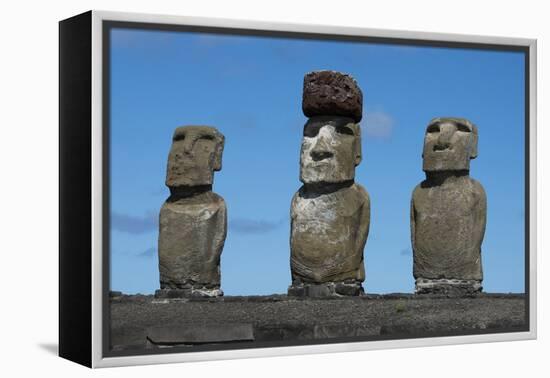 Chile, Easter Island, Rapa Nui NP, Ahu Tongariki. Moai with Pukao-Cindy Miller Hopkins-Framed Premier Image Canvas