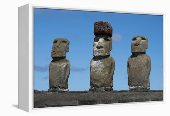 Chile, Easter Island, Rapa Nui NP, Ahu Tongariki. Moai with Pukao-Cindy Miller Hopkins-Framed Premier Image Canvas