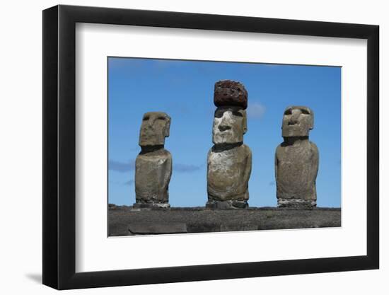 Chile, Easter Island, Rapa Nui NP, Ahu Tongariki. Moai with Pukao-Cindy Miller Hopkins-Framed Photographic Print