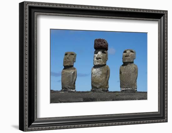 Chile, Easter Island, Rapa Nui NP, Ahu Tongariki. Moai with Pukao-Cindy Miller Hopkins-Framed Photographic Print