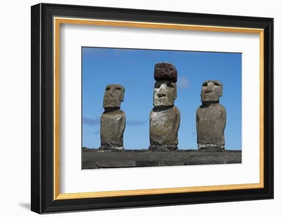 Chile, Easter Island, Rapa Nui NP, Ahu Tongariki. Moai with Pukao-Cindy Miller Hopkins-Framed Photographic Print