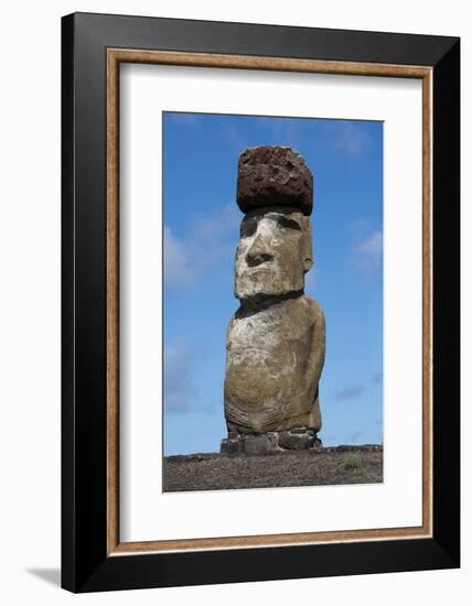 Chile, Easter Island. Rapa Nui NP, Ahu Tongariki. Statue with a Pukao-Cindy Miller Hopkins-Framed Photographic Print