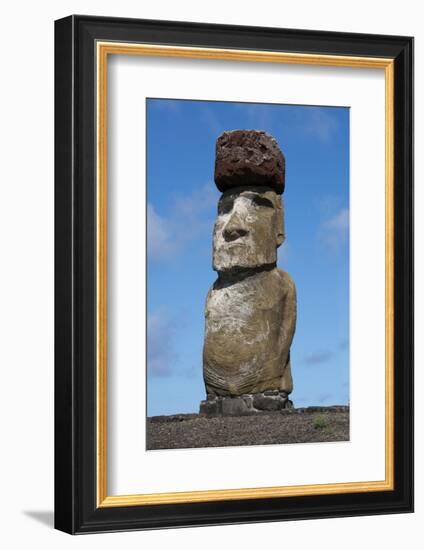 Chile, Easter Island. Rapa Nui NP, Ahu Tongariki. Statue with a Pukao-Cindy Miller Hopkins-Framed Photographic Print