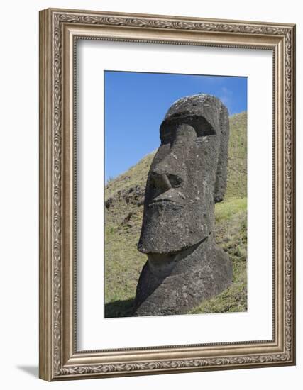 Chile, Easter Island. Rapa Nui NP, Historic Site of Rano Raraku. Moi-Cindy Miller Hopkins-Framed Photographic Print