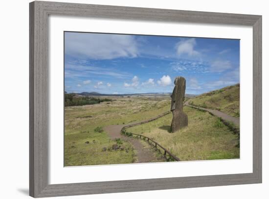 Chile, Easter Island. Rapa Nui NP, Historic Site of Rano Raraku. Moi-Cindy Miller Hopkins-Framed Photographic Print