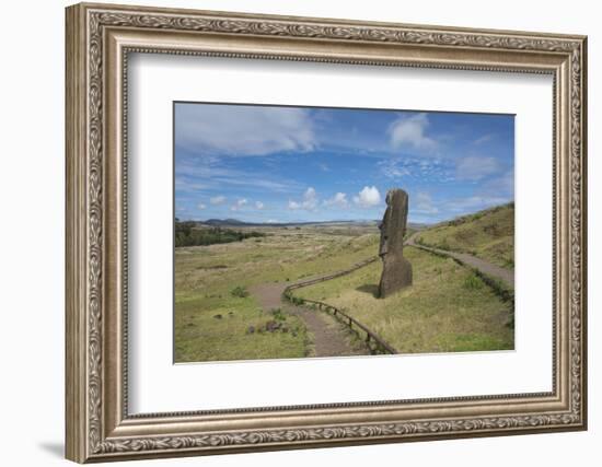 Chile, Easter Island. Rapa Nui NP, Historic Site of Rano Raraku. Moi-Cindy Miller Hopkins-Framed Photographic Print