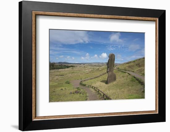 Chile, Easter Island. Rapa Nui NP, Historic Site of Rano Raraku. Moi-Cindy Miller Hopkins-Framed Photographic Print