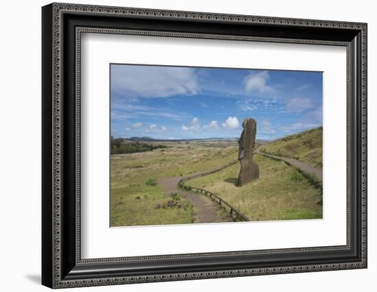 Chile, Easter Island. Rapa Nui NP, Historic Site of Rano Raraku. Moi-Cindy Miller Hopkins-Framed Photographic Print