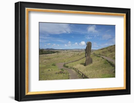 Chile, Easter Island. Rapa Nui NP, Historic Site of Rano Raraku. Moi-Cindy Miller Hopkins-Framed Photographic Print