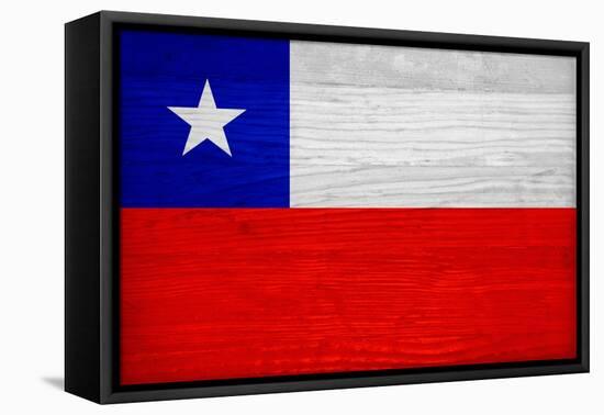 Chile Flag Design with Wood Patterning - Flags of the World Series-Philippe Hugonnard-Framed Stretched Canvas