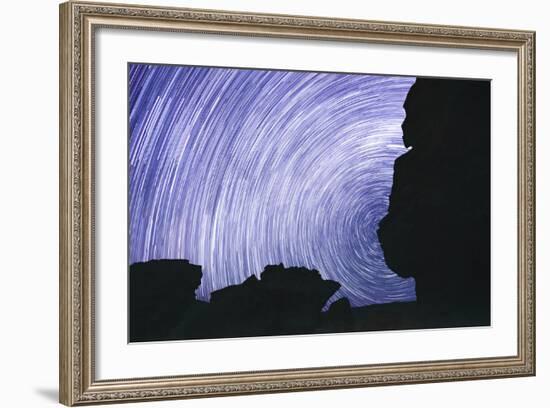 Chile, Monjes De Pakana, Startrail, Rock Formations-Jutta Ulmer-Framed Photographic Print