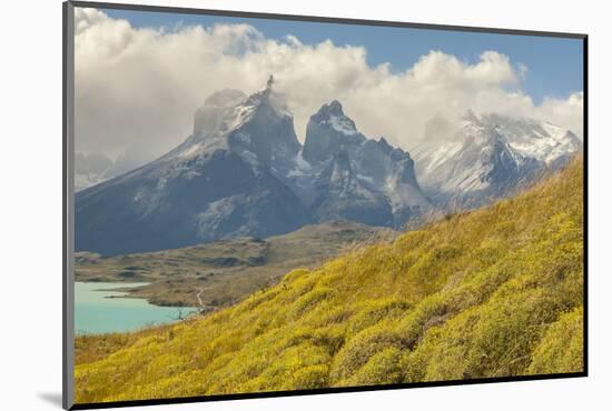 Chile, Patagonia. Lake Pehoe and The Horns mountains.-Jaynes Gallery-Mounted Photographic Print