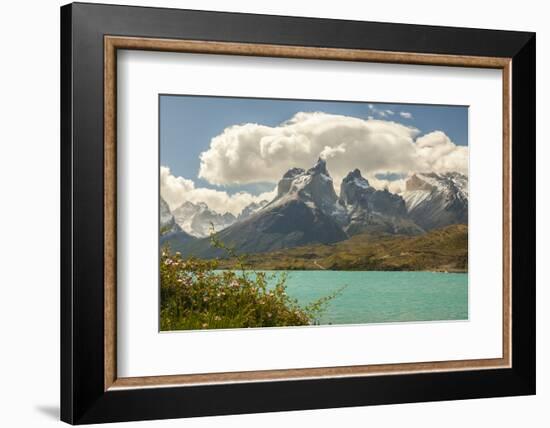 Chile, Patagonia. Lake Pehoe and The Horns mountains.-Jaynes Gallery-Framed Photographic Print