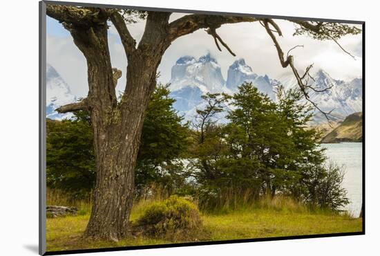 Chile, Patagonia. Lake Pehoe and The Horns mountains.-Jaynes Gallery-Mounted Photographic Print