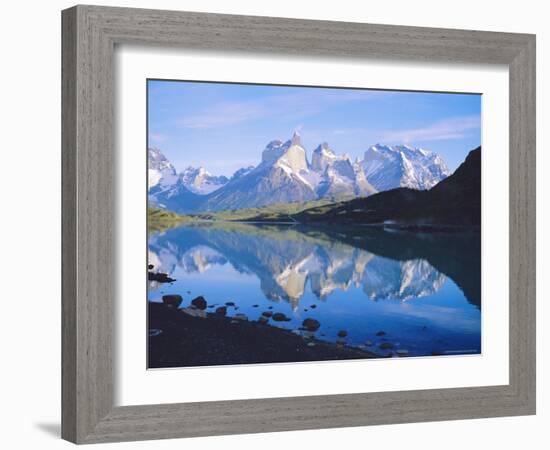 Chile, Patagonia, Torres Del Paine National Park, Cuernos Del Paine (2,600M) from Lago Pehoe-Geoff Renner-Framed Photographic Print