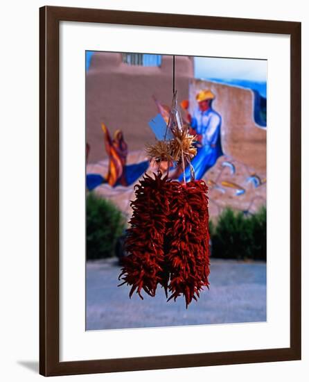 Chile Ristras of Taos, New Mexico-George Oze-Framed Photographic Print