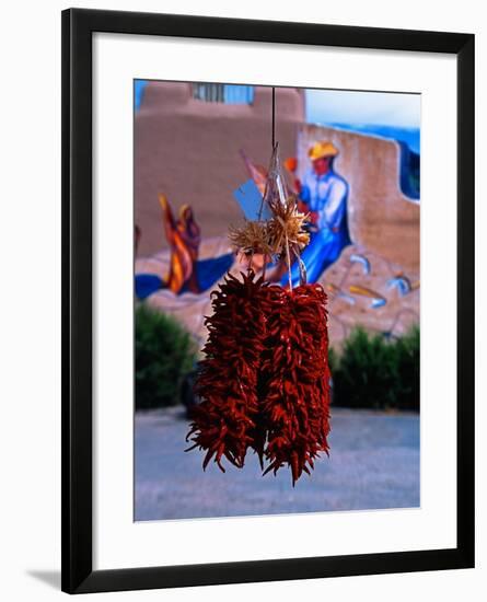 Chile Ristras of Taos, New Mexico-George Oze-Framed Photographic Print