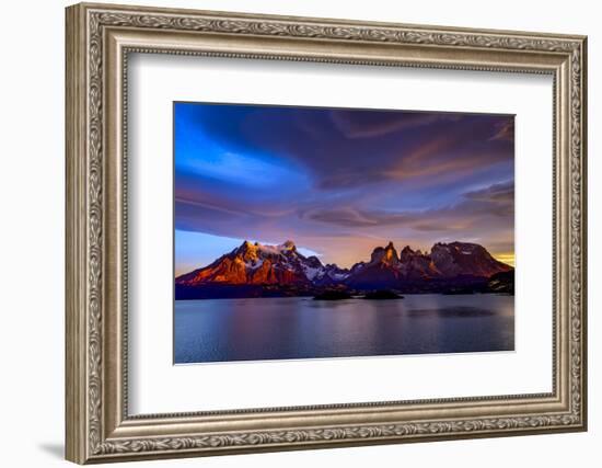 Chile, Torres de Paine, lenticular clouds-George Theodore-Framed Photographic Print