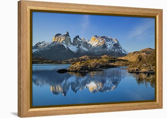 Chile, Torres Del Paine, Magallanes Province, Torres Del Paine National Park and Paine Massif-Nigel Pavitt-Framed Premier Image Canvas